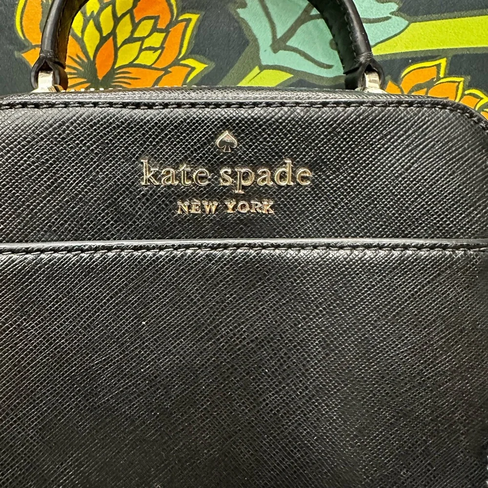 Kate Spade New York “Spencer” Black Saffiano Leather Dome Crossbody